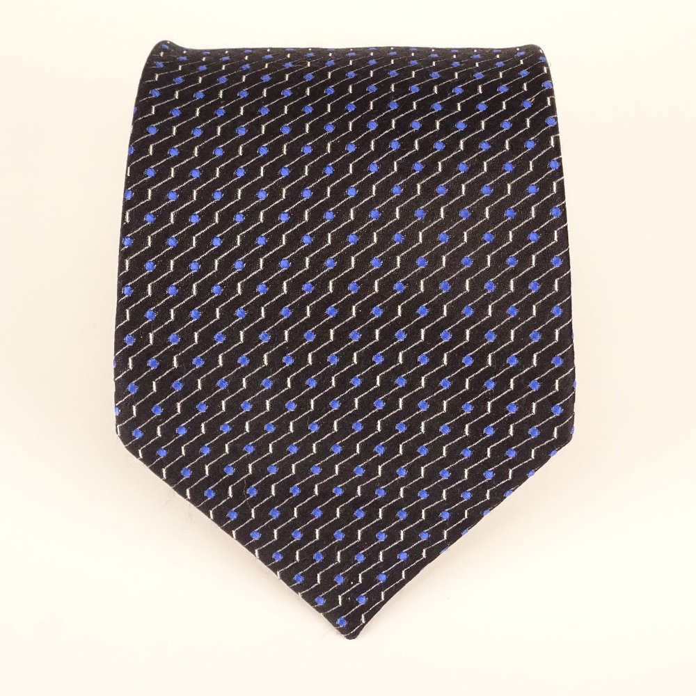 Perry Ellis Portfolio 100% Silk Necktie Blue Black